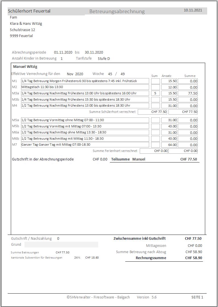 Rechnung einfache Art